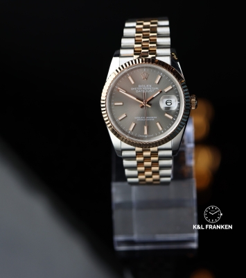 Đồng hồ Rolex Datejust 36mm Rose Gold Rhodium Dial